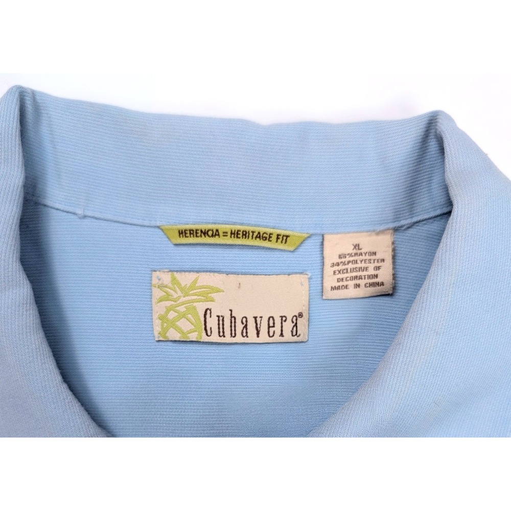 Cubavera Herencia Heritage Fit‎ Blue White Color Block Shirt Men's Size XL - Picture 4 of 5